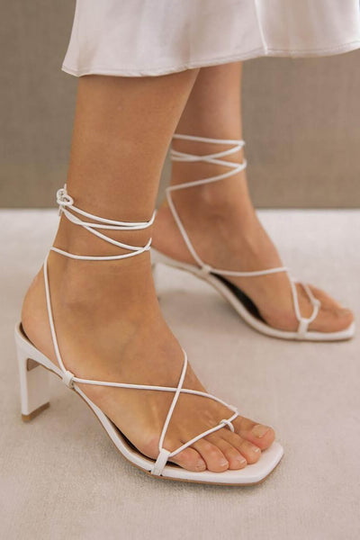 Weiße Sandalette mit Schnürung - Bellini Pearl