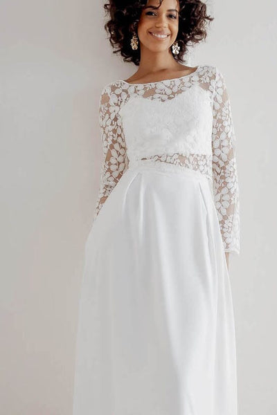 Brautkleid online kaufen, moderne Boho Hochzeitskleid Zweiteiler