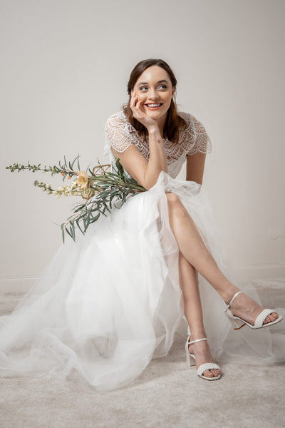 Brautschuh mit Perlenverzierung – Lauren Ivory Satin
