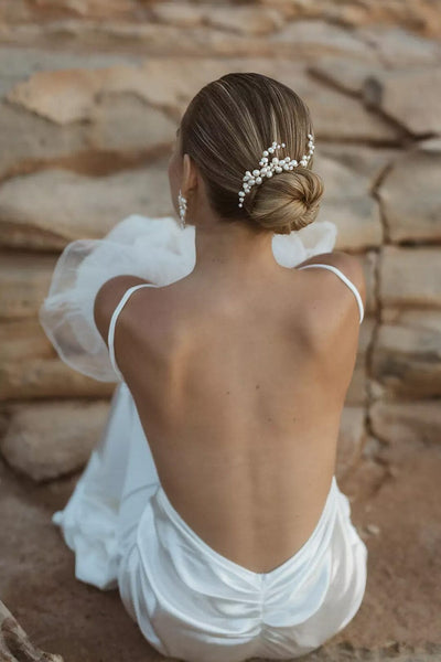 Braut Haarkamm mit großer Perlenverzierung