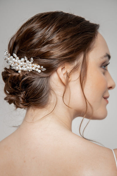 Großer Braut Haarkamm mit Perlenverzierung