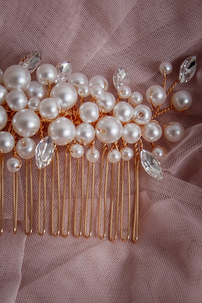 Großer Braut Haarkamm mit Perlenverzierung