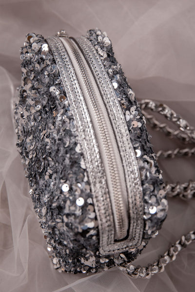 Silberne Handtasche mit Pailletten – Abro