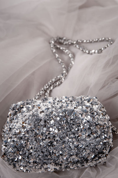 Silberne Handtasche mit Pailletten – Abro