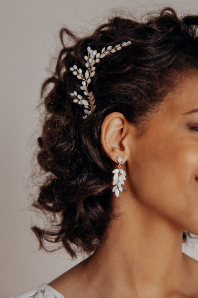 Braut Haarklammer, Haarschmuck mit Opalsteinen