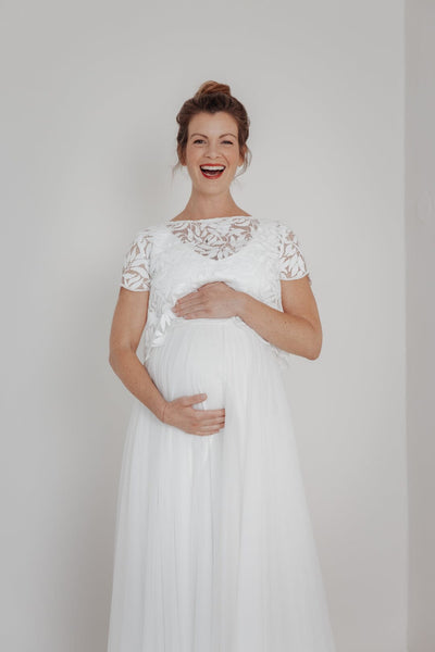 Braut Rock für Schwangere aus fließendem Tüll mit elastischem Bund - Mailenn