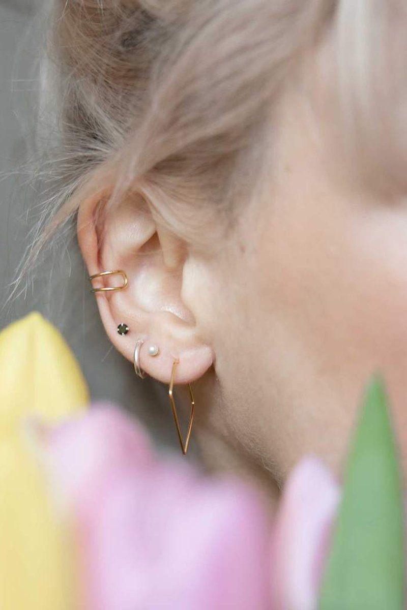 Minimalistische Ohrklemme in Silber, Gold oder Roségold - Tiny Double Earcuff