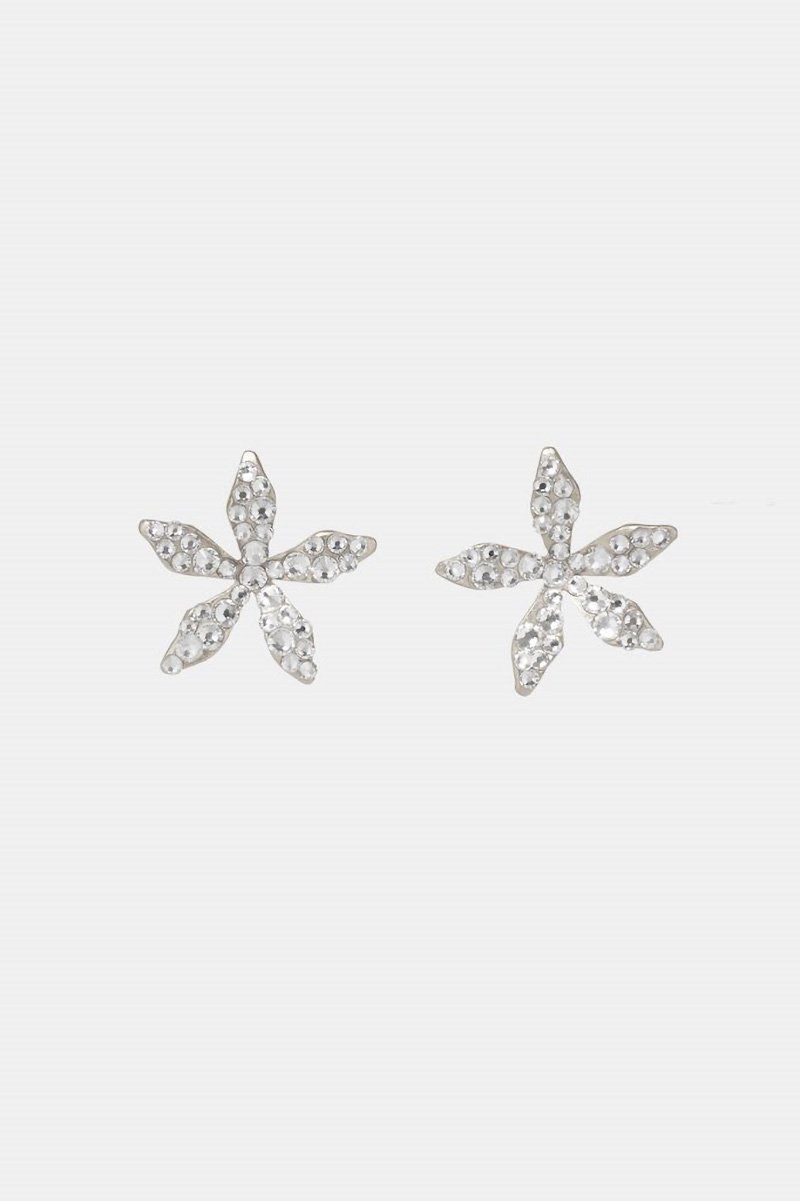Blütenförmige Ohrstecker mit Swarovski® Kristallen - Ciel Cristal Studs Silber