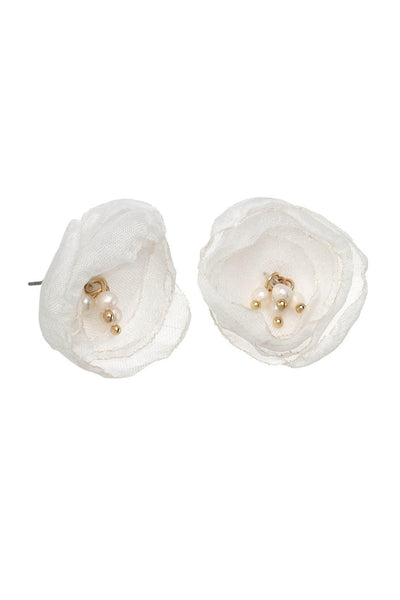 Weisse Rosenblüten aus Chiffon mit goldenen Details