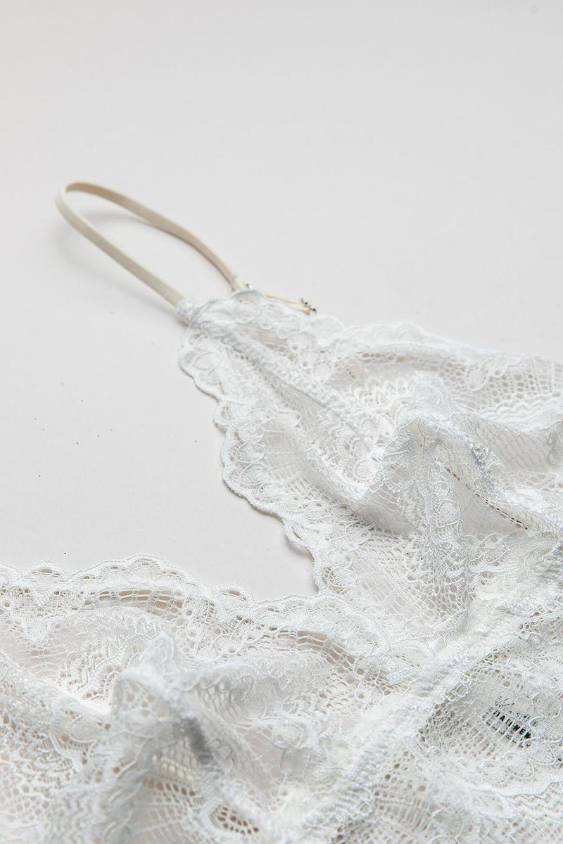 #: Lift Me Up White High Neck Lace Bralette