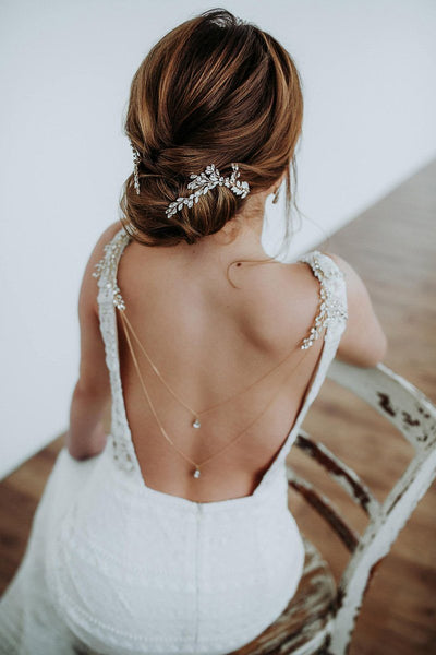 Brautschmuck, Rückenkette mit Kristallblättern