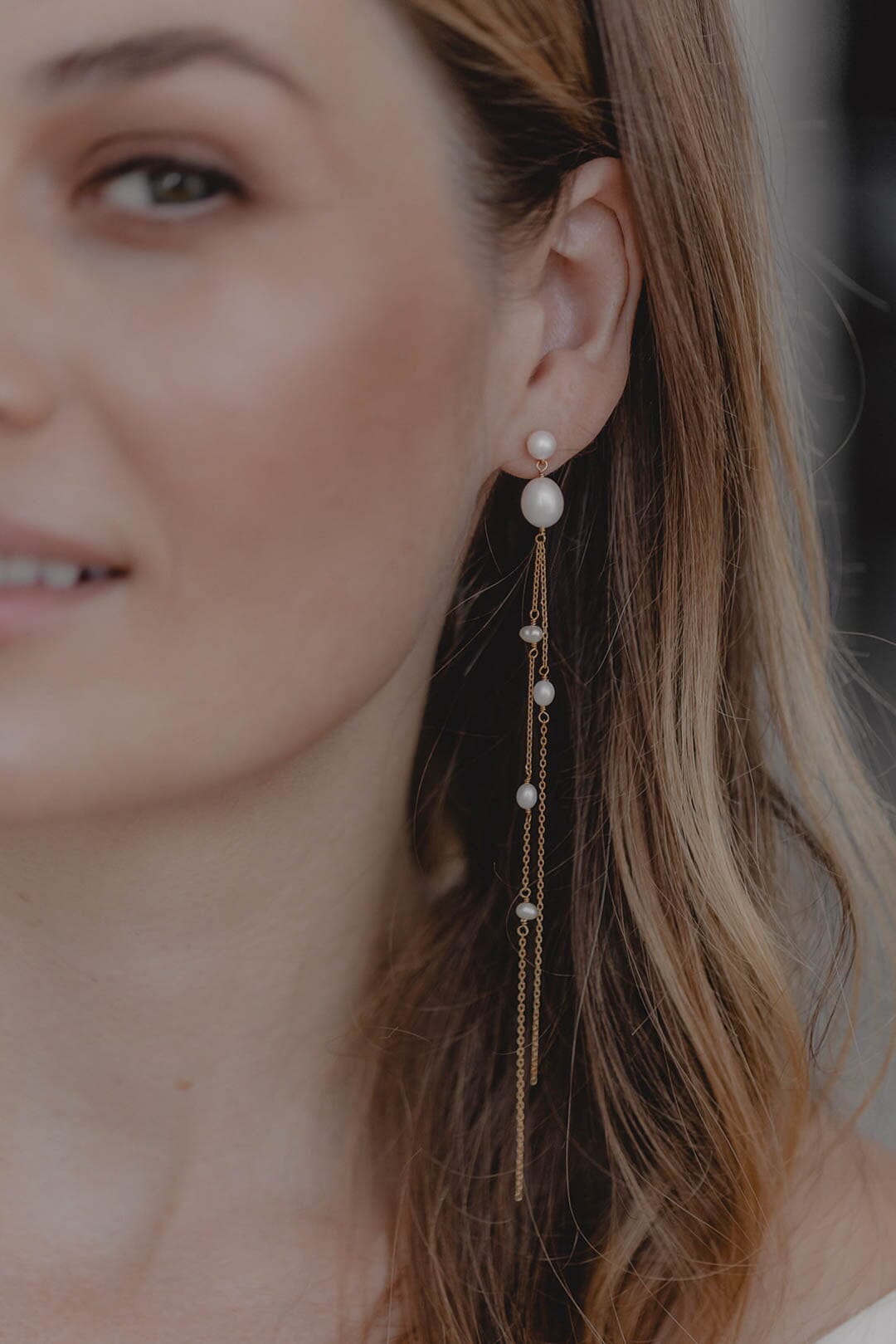 Extra-lange Perlen-Ohrhänger – Gabriella