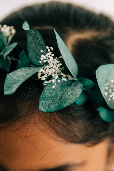 Haarkranz mit echtem Eukalyptus für Blumenmädchen 