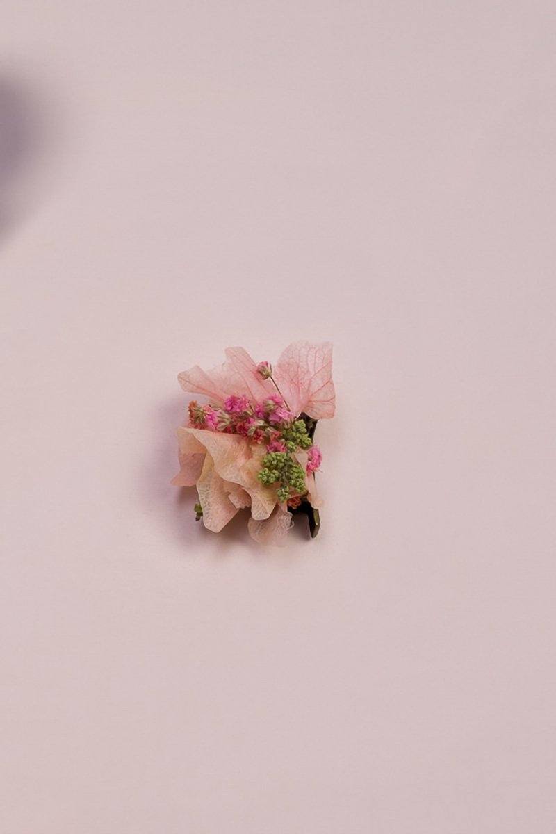 Haarspange mit echten Hortensien in Rosa für Blumenmädchen 