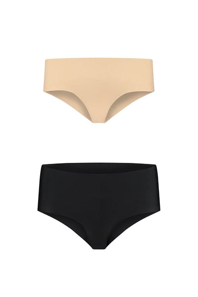 Invisible Hipster Slips 2-Pack: Nude & Schwarz