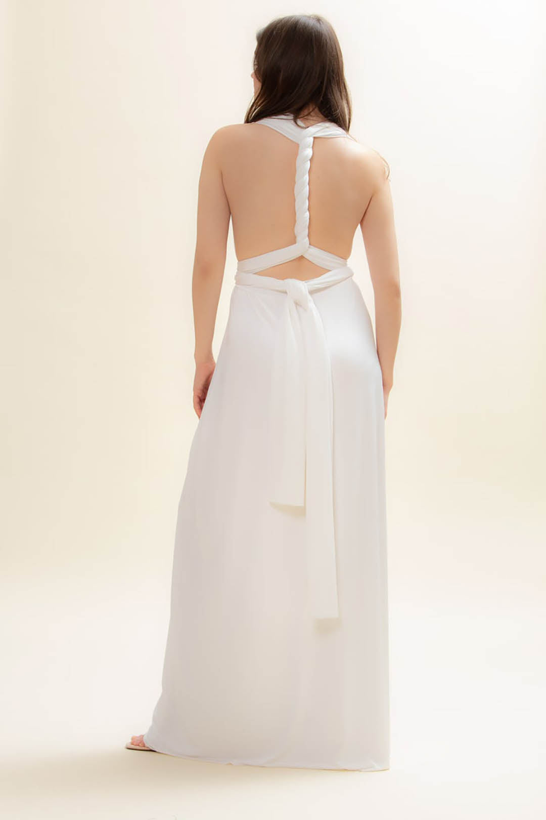 Bodenlanges Kleid mit Beinschlitz - Slit Dress Ivory