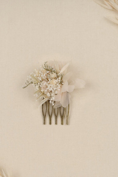 Mini Braut Haarkamm mit echten Blüten 