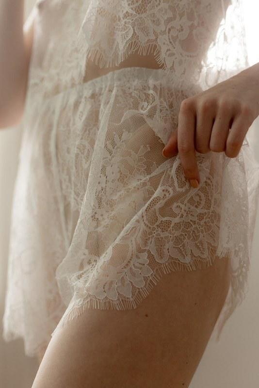 Brautwäsche Shorts aus zarter, transparenter Spitze 