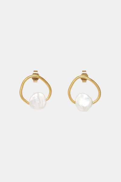 Ohrringe in Reifenform mit Perlen-Details - Lune Earrings Gold