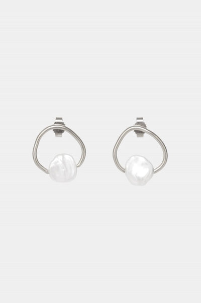 Ohrringe in Reifenform mit Perlen-Details - Lune Earrings Silber