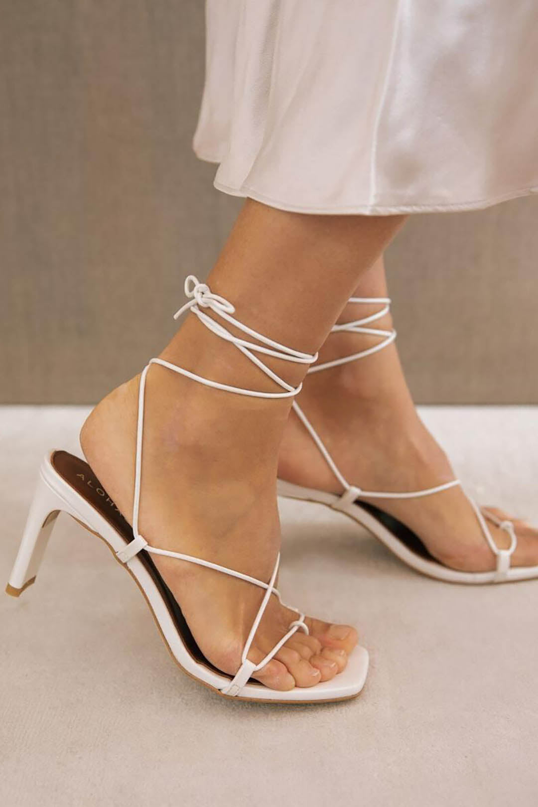 Weiße Sandalette mit Schnürung - Bellini Pearl