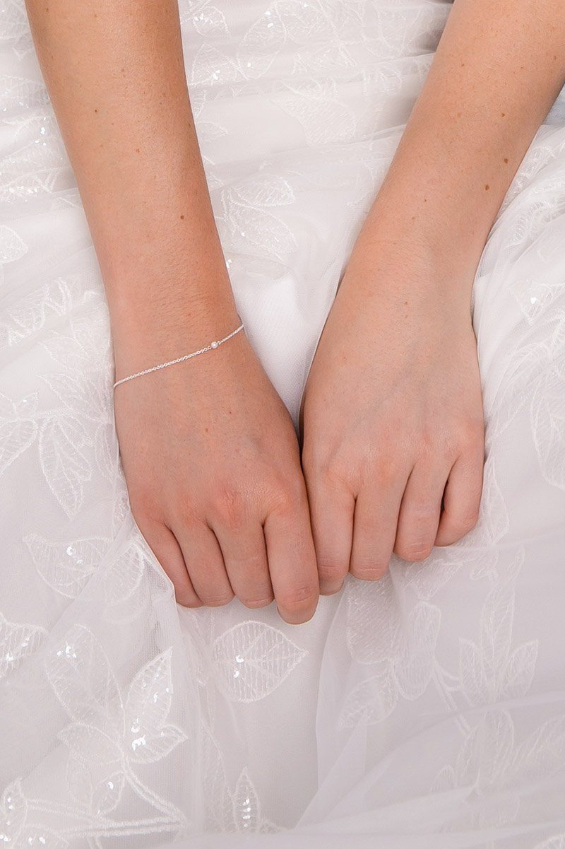 Zierliches Armband mit Perlenanhänger - Pearl Bracelet Silber